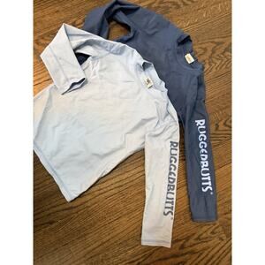 Rugged Butts Ruffle Butts Long Sleeve Rash Guards Lot Of 2 Navy Light Blue 3T